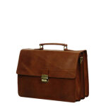 Serviette burkely vintage dean 38 cm - 3 soufflets cognac marron