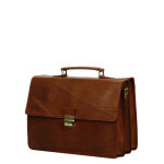 Serviette burkely vintage dean 38 cm - 3 soufflets cognac marron