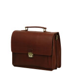 Serviette burkely vintage scott 38 cm - 2 soufflets cognac marron