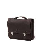 Serviette cuir les ateliers fours baroudeur 36 cm 2 soufflets mustang marron