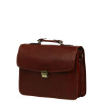 Serviette en cuir hexagona r�publique slim 40 cm - 2 soufflets marron