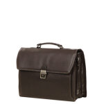 Serviette cuir katana architecte 40 cm - 3 soufflets chocolat marron