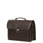 Serviette cuir katana architecte 40 cm - 3 soufflets chocolat marron