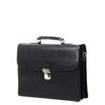 Serviette en cuir katana hype 38 cm - 2 soufflets noir Serviette en cuir katana hype 38 cm - 2 soufflets noir
