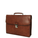 Serviette en cuir katana hype 41 cm - 2 soufflets marron