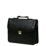 Serviette en cuir hexagona rpublique slim 40 cm - 2 soufflets noir