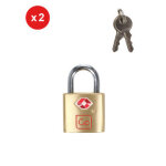 Set de 2 cadenas à clé tsa go travel sécurité doré jaune Set de 2 cadenas à clé tsa go travel sécurité doré jaune