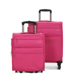 Set 2 valises cabine souples lys nashville fuchsia / beige rose