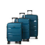 Set 3 valises rigides polypropylne worldline prouse bleu ptrole