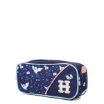 Trousse harry potter hedwige - 2 compartiments bleu