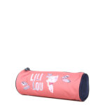 Trousse ronde lili lou plumes rose