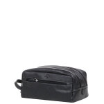 Trousse de toilette en cuir katana charm - 2 compartiments noir