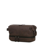 Trousse de toilette g�rard h�non vintage - 2 compartiments choco marron