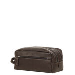 Trousse de toilette en cuir katana charm - 2 compartiments choco marron