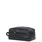 Trousse de toilette en cuir katana charm - 2 compartiments noir