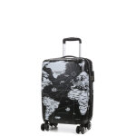 Valise cabine rigide extensible lys mappemonde 55 cm noir blanc