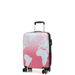 Valise cabine rigide extensible lys mappemonde 55 cm rose Valise cabine rigide extensible lys mappemonde 55 cm rose