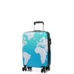 Valise cabine rigide extensible lys mappemonde 55 cm vert bleu