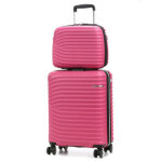Valise cabine rigide lys managua 55 cm et vanity fuchsia rose