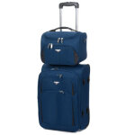 Valise cabine souple extensible airtex pollux 53 cm et vanity bleu