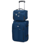 Valise cabine souple extensible airtex pollux 53 cm et vanity bleu