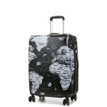 Valise rigide extensible lys mappemonde 66 cm noir blanc