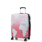 Valise rigide extensible lys mappemonde 66 cm rose
