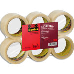 3m ruban adhsif d'emballage secure seal pour fermeture sre, transparent, 50mmx66 m, lot de 6 rouleaux ...