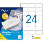 Agipa 101309 etiquettes blanches multi - usage 63, 5 x 33, 9 mm - bo�te de 2400