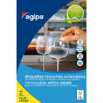 Agipa 102638 etiquettes blanches enlevables coins arrondis multi - usage 45, 7 x 21, 2 mm - pochette ...