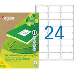 Agipa 102645 etiquettes blanches recyclées multi - usage 63, 5 x 33, 9 mm - boîte de 2400 Agipa 102645 etiquettes blanches recyclées multi - usage 63, 5 x 33, 9 mm - boîte de 2400