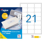 Agipa 118984 etiquettes blanches multi - usage 63, 5 x 38, 1 mm - bo�te de 2100