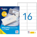 Agipa 118985 etiquettes blanches multi - usage 99, 1 x 33, 9 mm - bo�te de 1600