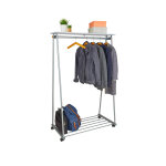Alba portant  vtements dressing mobile oslo en acier / bois - gris avec 6 cintres en bois