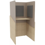 Alc�ve cabine de confidentialit� acoustique debout calme bas ch�ne - haut argile - habillage gris