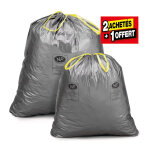 Alfapac sac poubelle 50l recycl� - gris - 2 lots de 100 sacs + 1 offert
