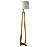 Aluminor lampadaire sacha - ampoule led e27 - 12w - pied bois - abat - jour blanc