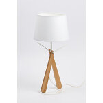 Aluminor lampe de bureau zazou - ampoule led e27 - 12w - pied bois htre et socle acier laqu - abat ...