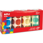 Apli kids bote de 4 rouleaux de gommettes rondes 33mm (2256 units), couleurs mtal assorties