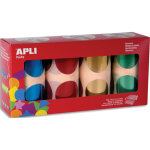 Apli kids bote de 4 rouleaux de gommettes rondes 45mm (1128 units), couleurs mtal assorties