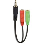 Apm adaptateur jack 3. 5 / micro + casque, stéréo, mâle / femelle, noir, 14cm Apm adaptateur jack 3. 5 / micro + casque, stéréo, mâle / femelle, noir, 14cm