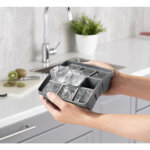 Aps bac  glaons avec couvercle, transparent / gris