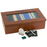 Aps bote  th et infusion, en bois, 4 cases, brun clair