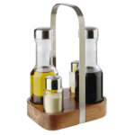 Aps mnagre de table wood, 5 pices, bois d'acacia / inox