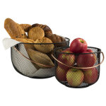 Aps panier  pain &  fruits, rond, avec anse, mtal noir