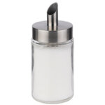 Sucrier doseur, avec tube doseur, acier inoxydable / verre