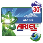Ariel 4 en 1 alpine - lessive linge en capsule bicolore - bo�te de 30 pods