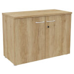 Armoire basse portes battantes l. 100 x p. 48 x h. 72 cm - chêne nebraska Armoire basse portes battantes l. 100 x p. 48 x h. 72 cm - chêne nebraska