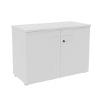 Armoire basse portes battantes l. 100 x p. 48 x h. 72 cm - corps blanc - top blanc