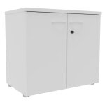 Armoire basse portes battantes l. 80 x p. 48 x h. 72 cm - corps blanc - top blanc